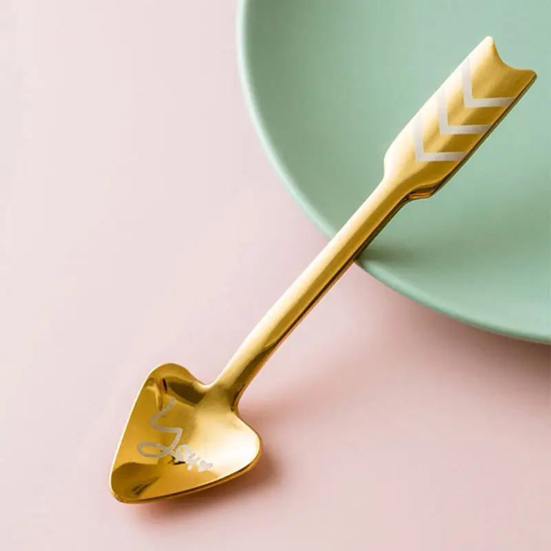 

Stainless Steel Coffee Spoon Beautiful Cupid Love Arrow Shaped Spoon Dessert Spoon Stirring Spoon Baking Kitchen Tools