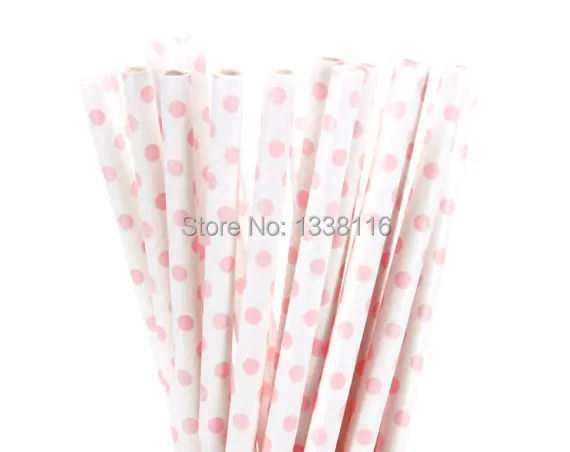100 шт Розовый в мелкий горошек бумажные соломинки, вечерние поставки бумажные соломинки оптом онлайн