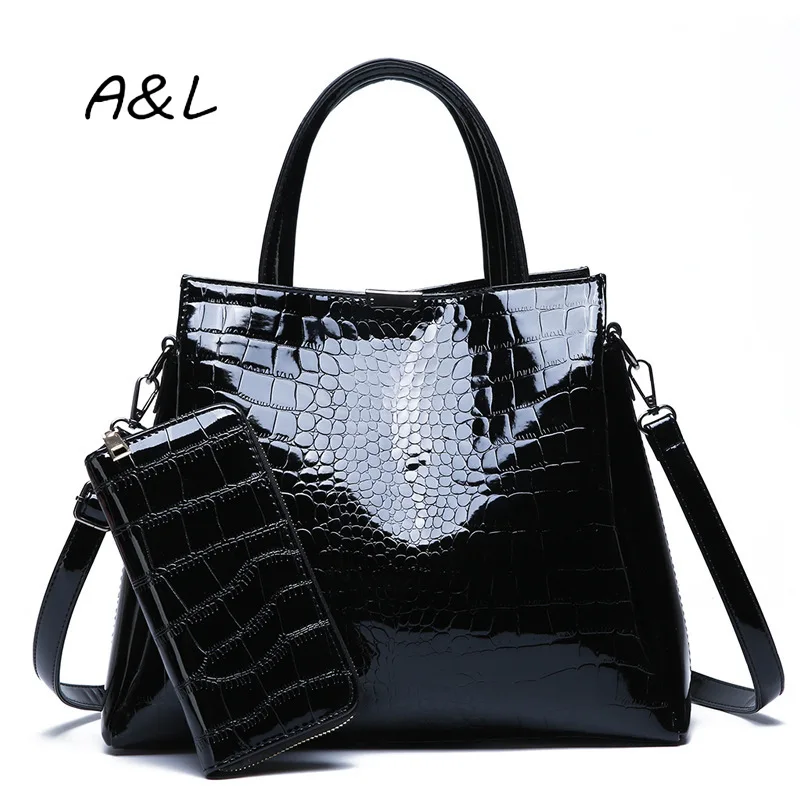 

2019 New European and American Fashion Women's composite Bag Stone grain Crocodile grain Single Shoulder Slant Handbag Y095