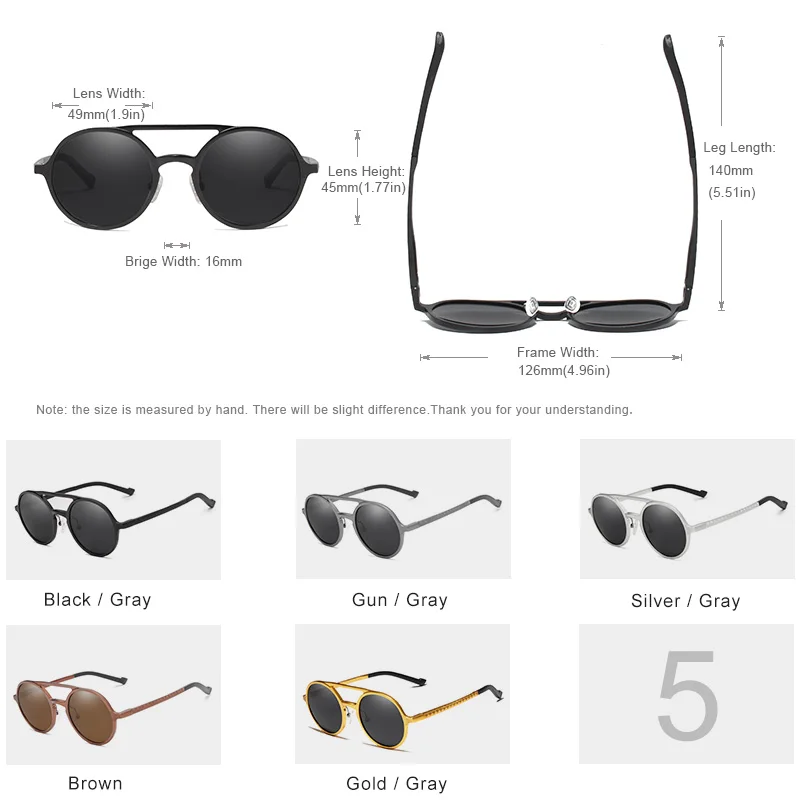 KINGSEVEN стимпанк винтажные алюминиевые Солнцезащитные очки Мужские Круглые линзы поляризованные солнцезащитные очки для вождения мужские очки N7576