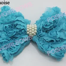 Новые 500 шт. 3.5 ''мода шифона цветок Шелковый цветок розы клипы Ассорти Кружево ткани цветка контактный