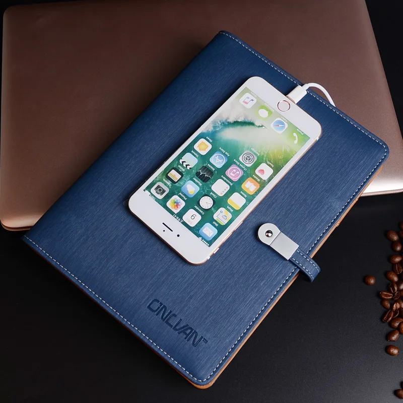 Business Leather Notebook A5 Binder Spiral Diary Journal & Usb Flash