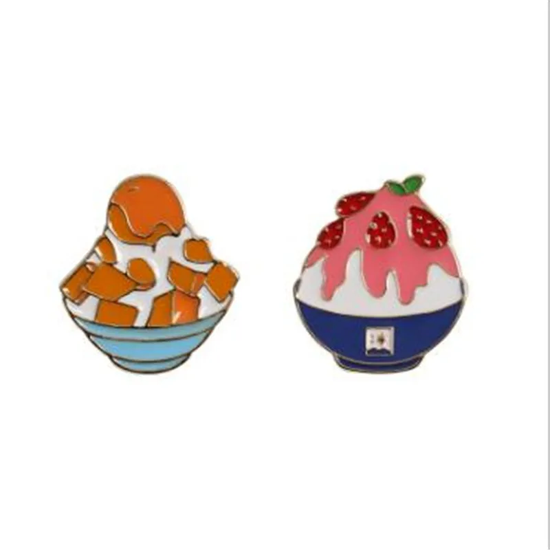 

WKOUD Summer simple minimalist cute girl Enamel Mango strawberry Ice Cream children brooch badge