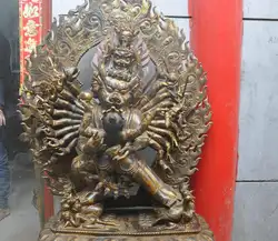 48 "Китай Тибет Будда Ямантака Яб-юм Бык Голова Ваджрабхайравы Бронзовая Статуя