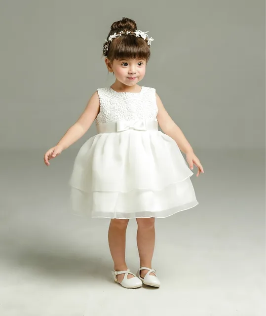 Vestido para bebé niña 2018, verano, vestido blanco de chifón para fiesta, vestido de boda infantil, ropa para niña, vestidos, 1 año de bautizo _ - Mobile