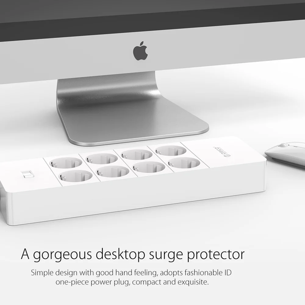 Comprar Toma eléctrica ORICO enchufe de la UE enchufe de extensión toma de corriente Protector contra sobretensiones tira de alimentación de la UE con 5x2. 4A puertos de supercargador USB