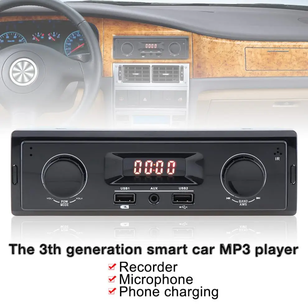 

LED Display DC 12V Car Radio MP3 Player Vehicle Stereo Audio In-Dash Aux Input Receiver Support T/FM/USB/SD with Remote Control