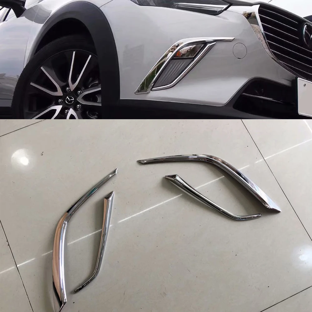 

ABS Chrome Front Fog Light Lamp Cover Trim Sticker Accessories for Mazda CX-3 CX3 CX 3 2015 2016 2017 2018