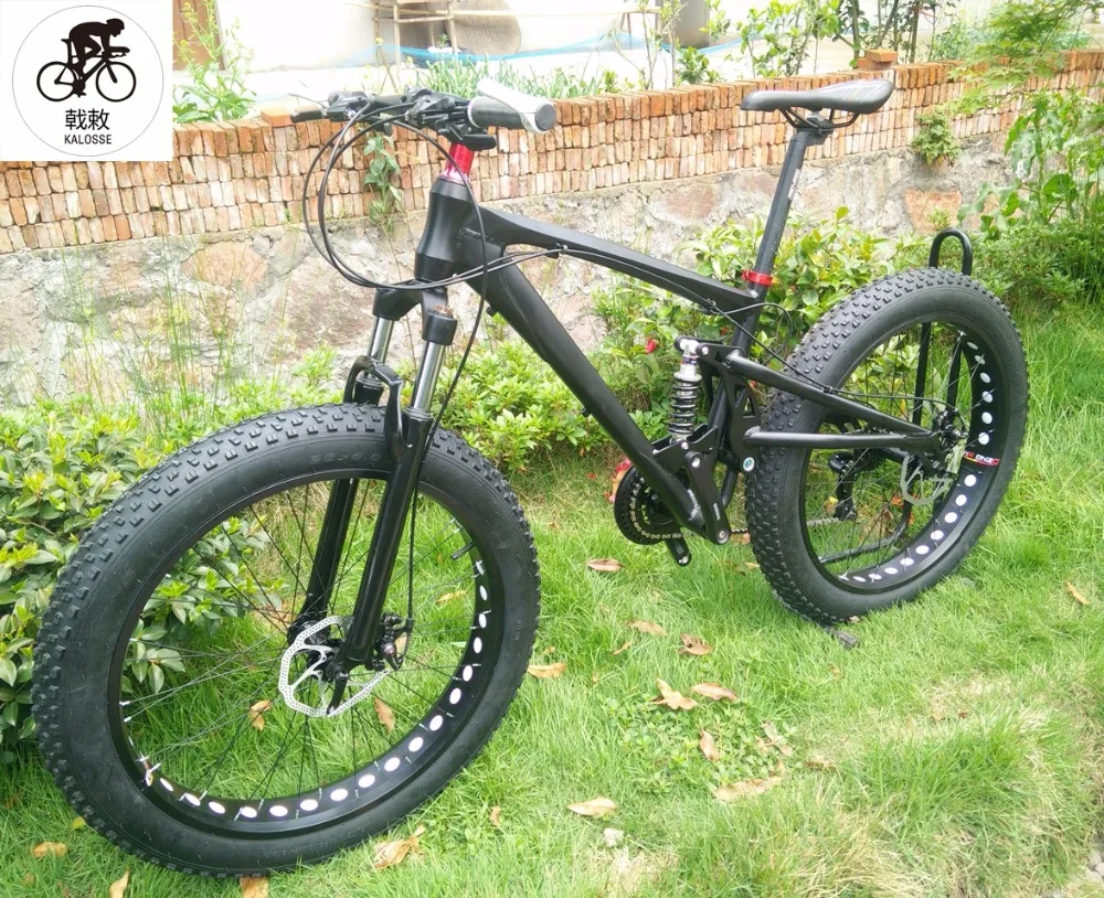 Excellent Kalosse 190mm rear hubs  26*4.0 tires  Hydraulic brakes  M390  snow bike  Full suspension  mountain bike 27 speed 1