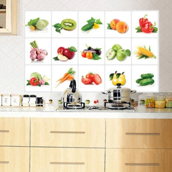 Vegetable Fruit Kitchen Stickers Anti oil Paste Waterproof Removable Wall Stickers Decals Wallpaper Tile Decor