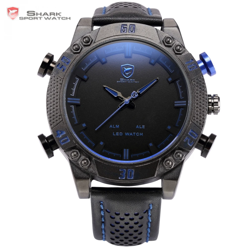 Prix pour Kitefin Shark Sport Montre Bleu LED Back Light Auto Affichage de la Date Bracelet En Cuir Quartz Numérique En Plein Air Hommes Militaire Montres/SH265 Prix pour Kitefin Shark Sport Montre Bleu LED Back Light Auto Affichage de la Date Bracelet En Cuir Quartz Numérique En Plein Air Hommes Militaire Montres/SH265