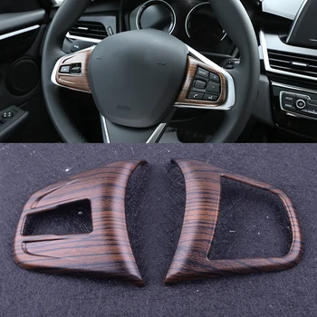

2pcs/set Car ABS Wooden Pattern Steering Wheel Button Cover Trim Frame Decorative fit for BMW X1 F48 2016-2017