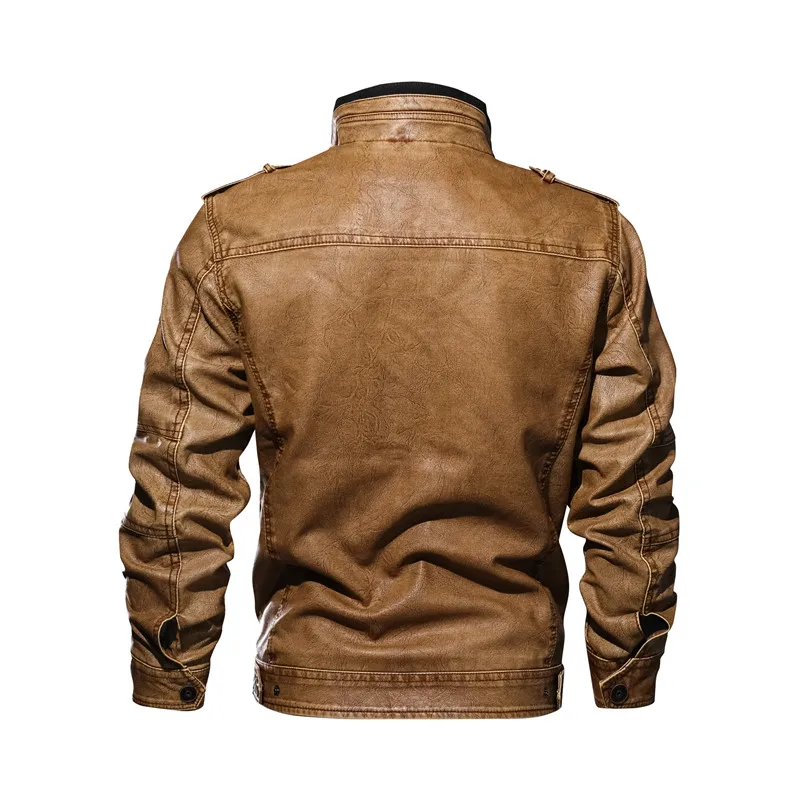 Мужская кожаная куртка, осенняя новая ветрозащитная кожаная куртка, Повседневная мотоциклетная винтажная куртка из искусственной кожи