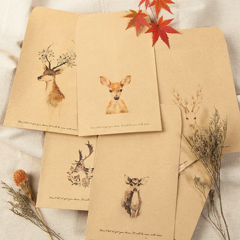 

20 pcs/lot Deer Paper Envelope Designs Cute Mini Envelopes Vintage European Style For Card Scrapbooking Gift Free shipping