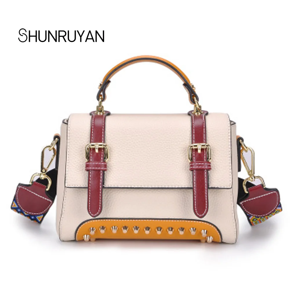 

SHUNRUYAN 2018 New Brand Design Vintage Rivets Elegant Women for Bag Zipper Ladies Bag Handbag Shoulder Bag Cross body Bag