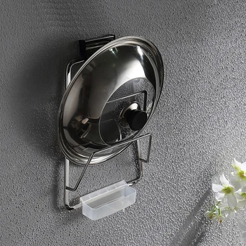 

Kitchen pot rack 304 stainless steel kitchen wall rack storage shelf cutting board pot cover rack with water tray wx8271534