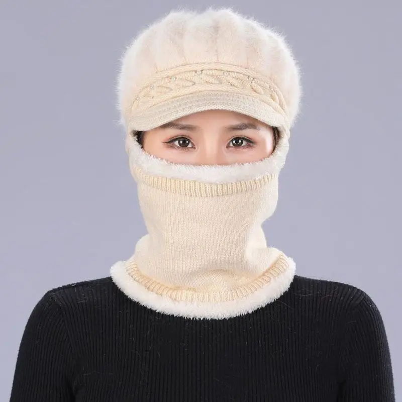 RUHAO зимняя вязаная шапка бини женский шарф Skullies вязаные шапочки зимние, шапки для женщин Шапки брендовые маска капота брендовые кепки 2019