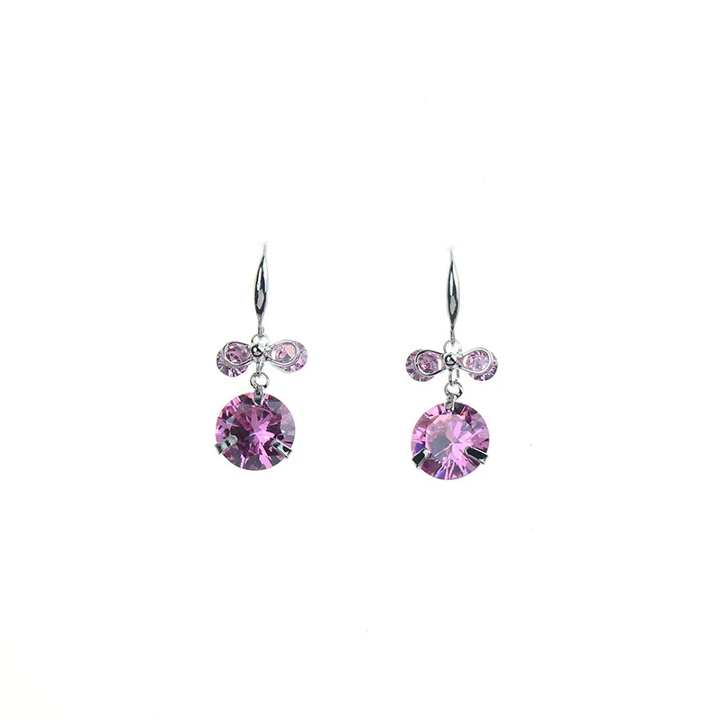 JOUVAL, розовые висячие серьги в форме капель воды с кристаллами в форме сердца для женщин, элегантные длинные женские серьги-подвески серебряного цвета, корейские ювелирные изделия - Окраска металла: E2019-4