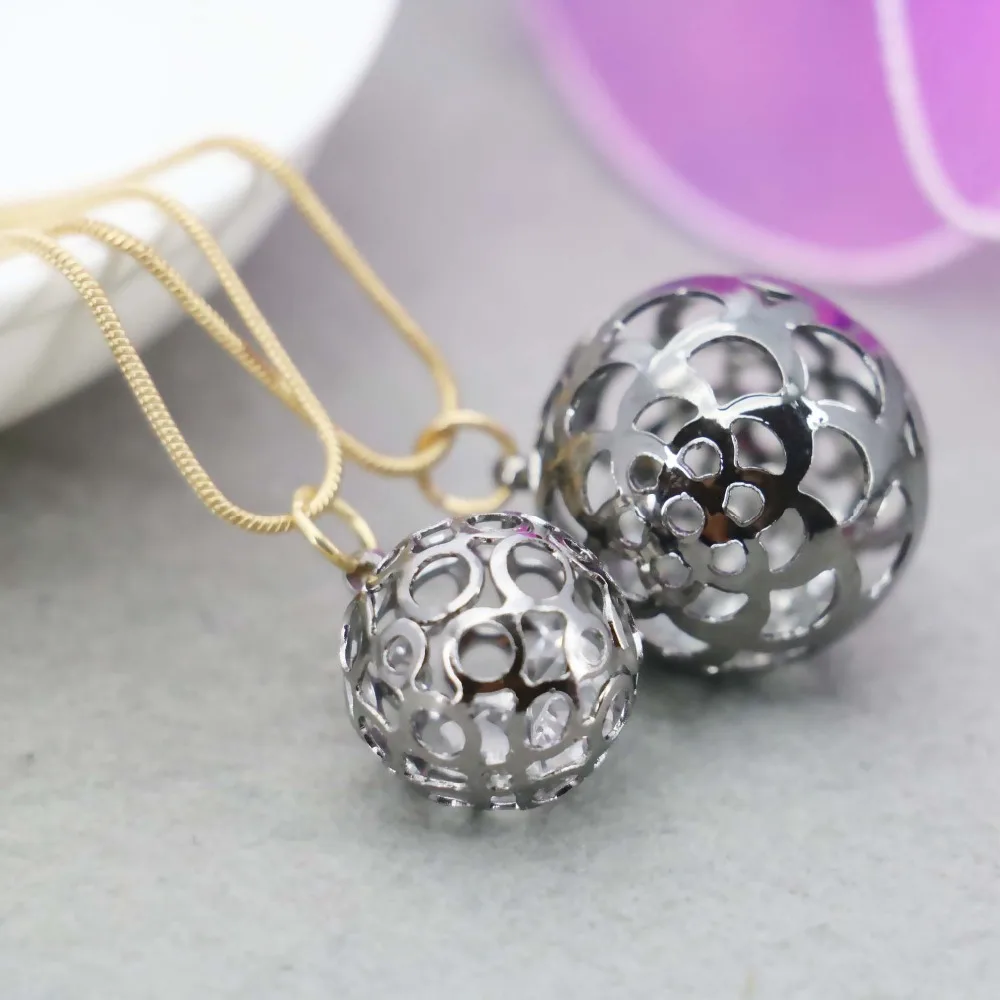 Double Hollow Ball Crystal Necklace For Women Female Necklace Sweater