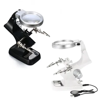 

360 Degrees Rotation LED Maintenance Lamp Magnifying Glass 3X 4.5X Desk Magnifying Lens Clamp Stand Desk Light Magnifier