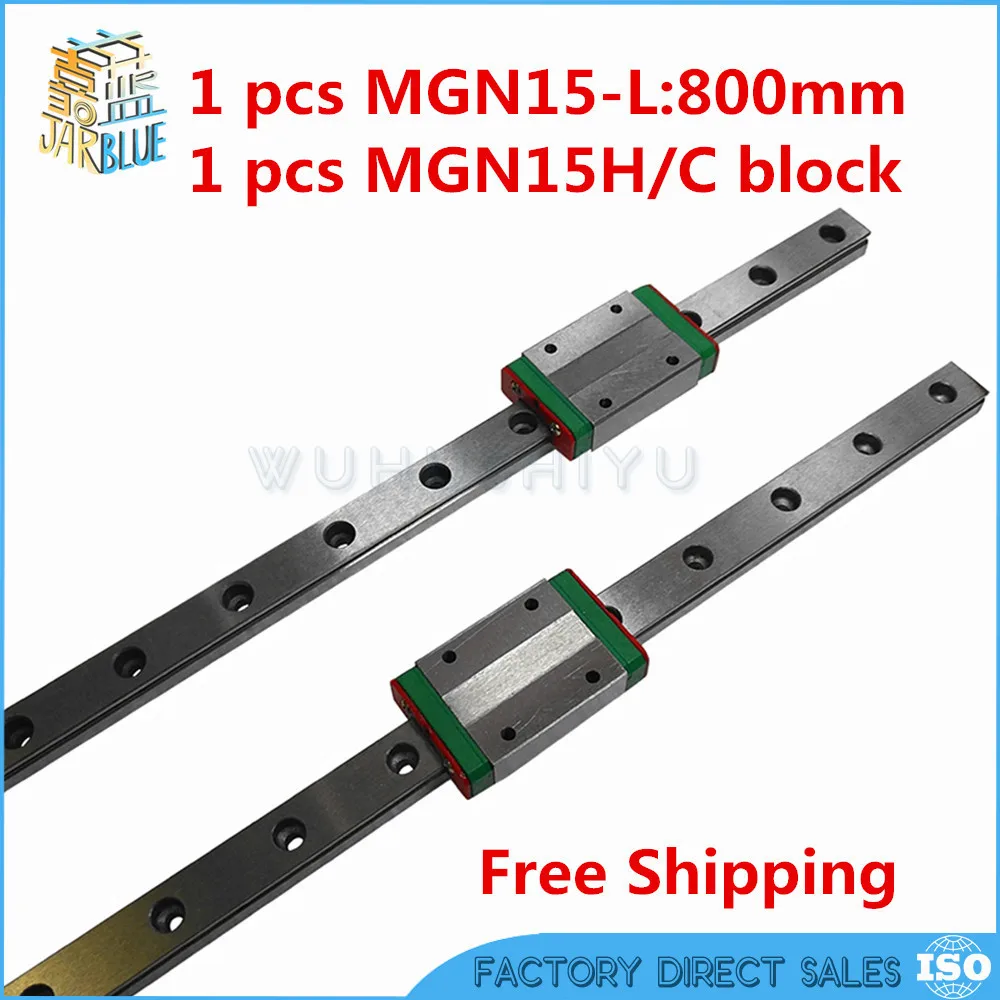 

Free shipping 15mm Linear Guide MGN15 800mm linear rail way + MGN15H Long linear carriage for CNC X Y Z Axis
