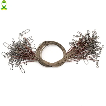 

JSM 100pcs/lot Anti-bite Fishing lead Line Rope 26lb Stainless Steel wire leading line with snap Swivels for fishing equipment