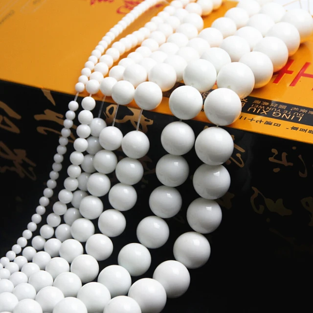 4-12mm Natural Stone beads White Round Stone Loose Beading Beads for jewelry mak 4-12mm Natural Stone beads White Round Stone Loose Beading Beads for jewelry mak