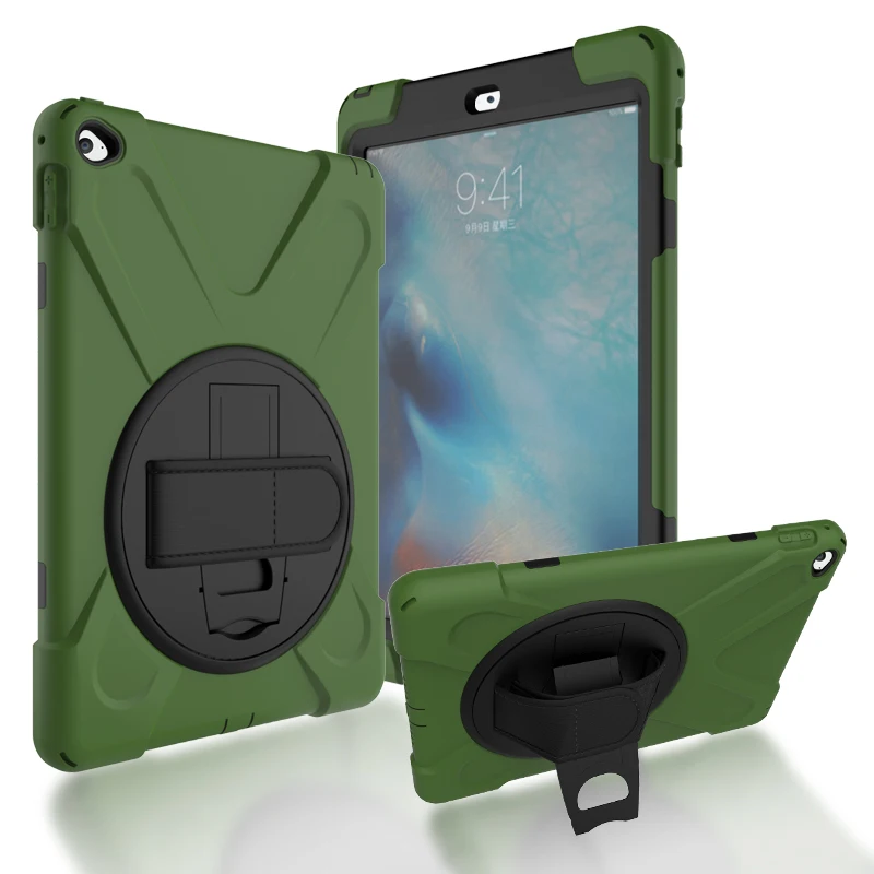 

For iPad 2/3/4 Shockproof Case, Rugged Case with a 360 Degree Swivel Kickstand/a Hand Strap/a Shoulder Strap Cover