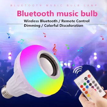 

Remote control Smart E27 12W RGB Wireless Bluetooth Speaker Music Playing Bulb WiFi colorful music bulb stage light 110V 220V