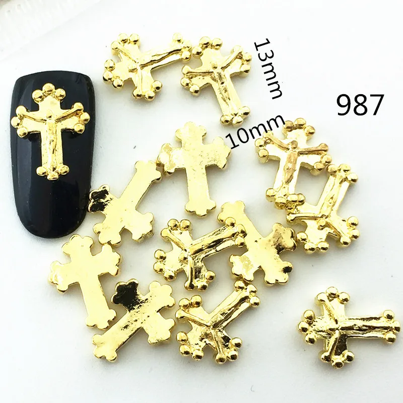 

50pcs/pack Japan Korea 3D Nail Art Decoration Metal Kawaii 10*13mm Fancy Jesus Cross DIY Charm Nail Styling Tools For Manicure