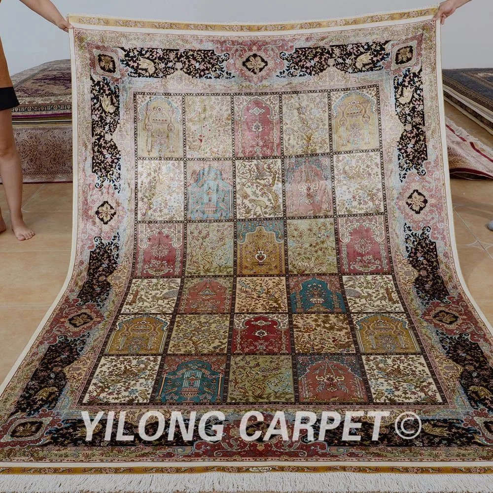 Yilong 5,5 'x8' персидский четырехсезонный ковер Прямоугольник Турецкий ручной работы коврик садовый(ZQG327A