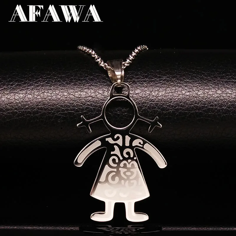 

2019 Family Boy Girl Pendants Necklaces Chocker Stainless Steel Chain Necklace Jewelry For Women kettingen voor vrouwen N3409