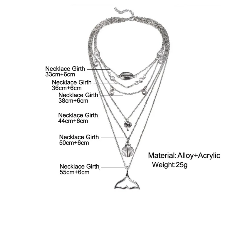 Несколько пальмовых ракушек и кулон в виде хвоста Кита ожерелье модное серебряное пляжное ожерелье раковина для женщин подарок другу