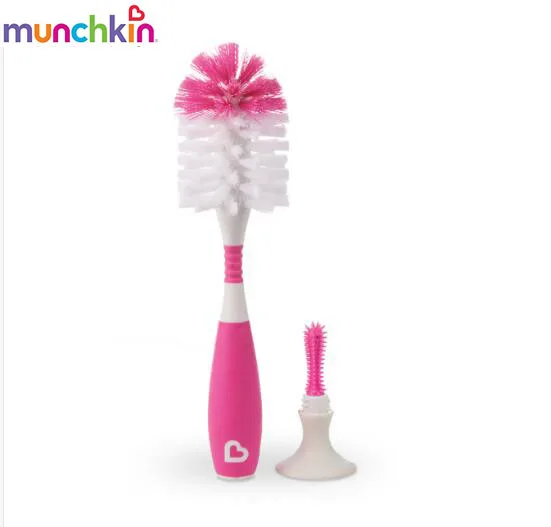 

Munchkin Pink Bottle Pacifier Brush For Baby Simple Quick Cleaning Adsorption Non-slip Handle Healthy 12 Months And Above Baby