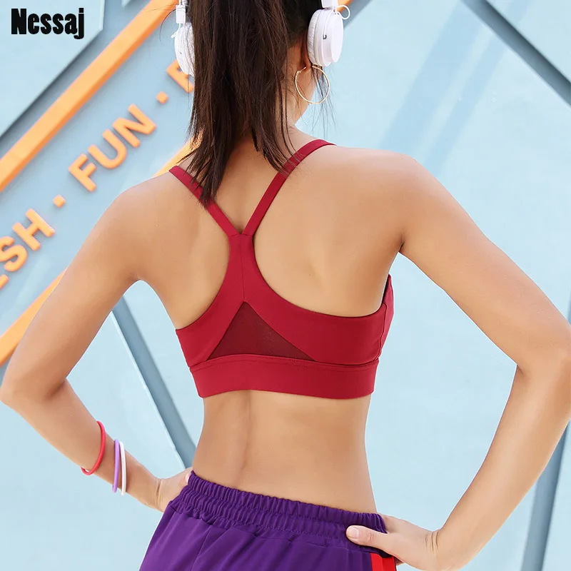 

Nessaj 2019 New Arrival Fitness Bra Push Up Underwear For Women Breathable Tops Sexy Lady Underwear Top Athleisure Lingerie Top