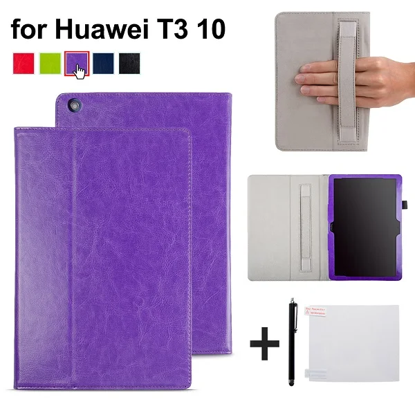 Для huawei MediaPad T3 10 AGS-W09 AGS-L09 из искусственной кожи чехол для 9,6 ''планшет стенд чехол с держателем руки+ подарок - Цвет: HWT310 FMST PL