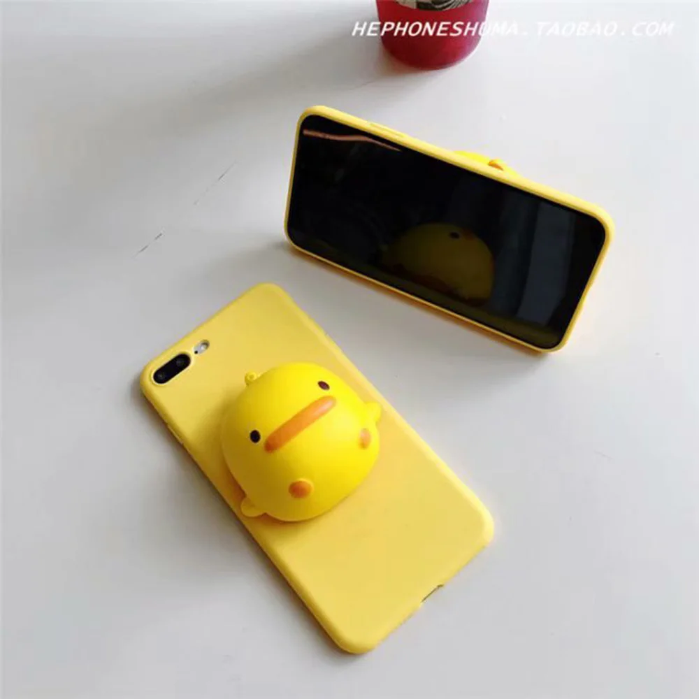 3D чехол держатель с изображением утки для Huawei Nova Lite P9 P10 P20 PRO P30 Plus Smart 2017 Сжимаемый