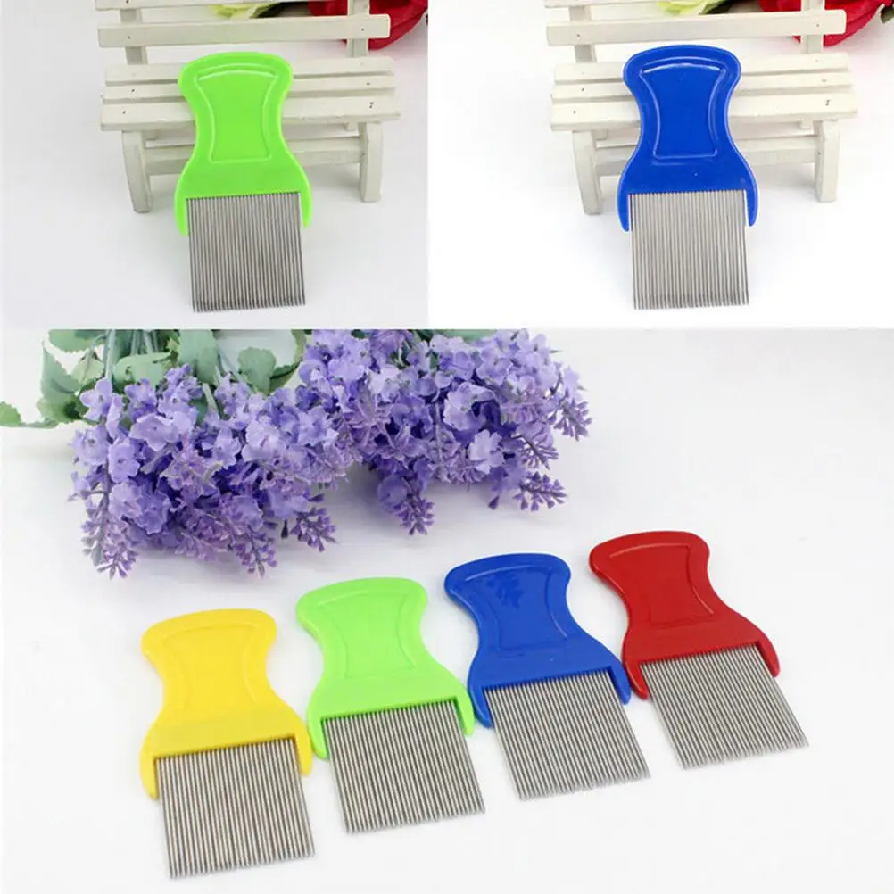 

1pcs Lice Comb Nit Free Remove Nits Stainless Steel With Micro Grooved Teeth Hair Care Styling Tools Random Color 9cm*4cm*4cm