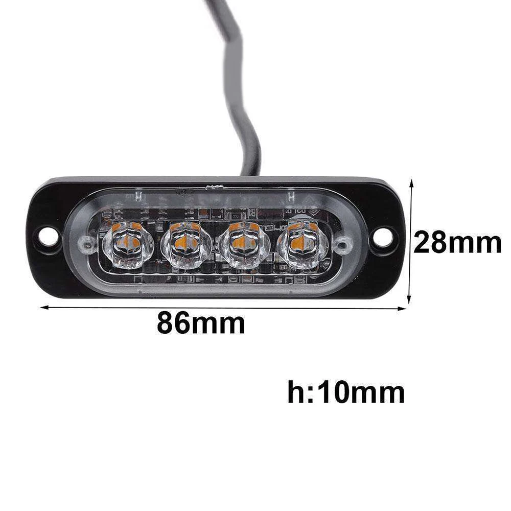 12 V-24 V Универсальный Автомобильный СВЕТОДИОДНЫЕ индикаторы на грузовике 4LED вспышки аварийный светильник опасности Строб Предупреждение головной светильник s лампа водостойкая лампа светильник