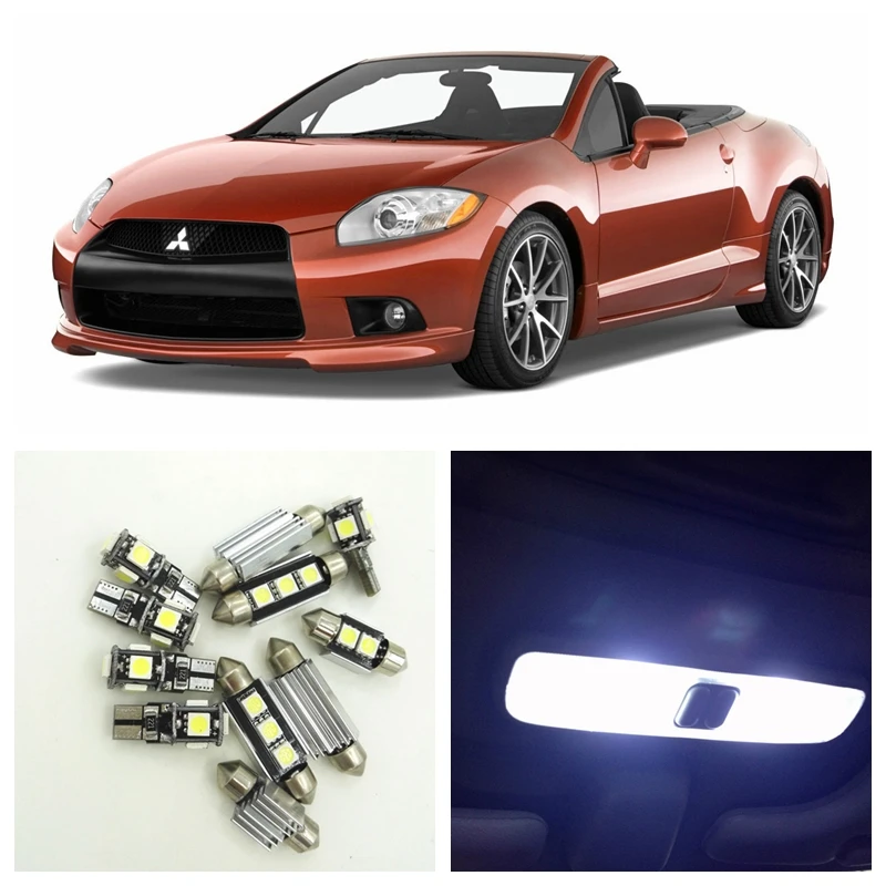 

11pcs White LED Car Light Bulbs Interior Package Kit For 2006-2012 Mitsubishi Eclipse Map Dome Trunk Step Courtesy Lamp