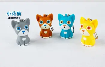 

FREE SHIPPPING BY DHL 200pcs/lot 2015 Plastic LED Cute Kitten Keychains with Sound Novelty Cat Keyrings for Children