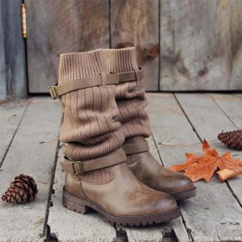 Осень-зима ; Новинка; модные эластичные растягивающиеся женские пикантные ботиночки большого размера плюс