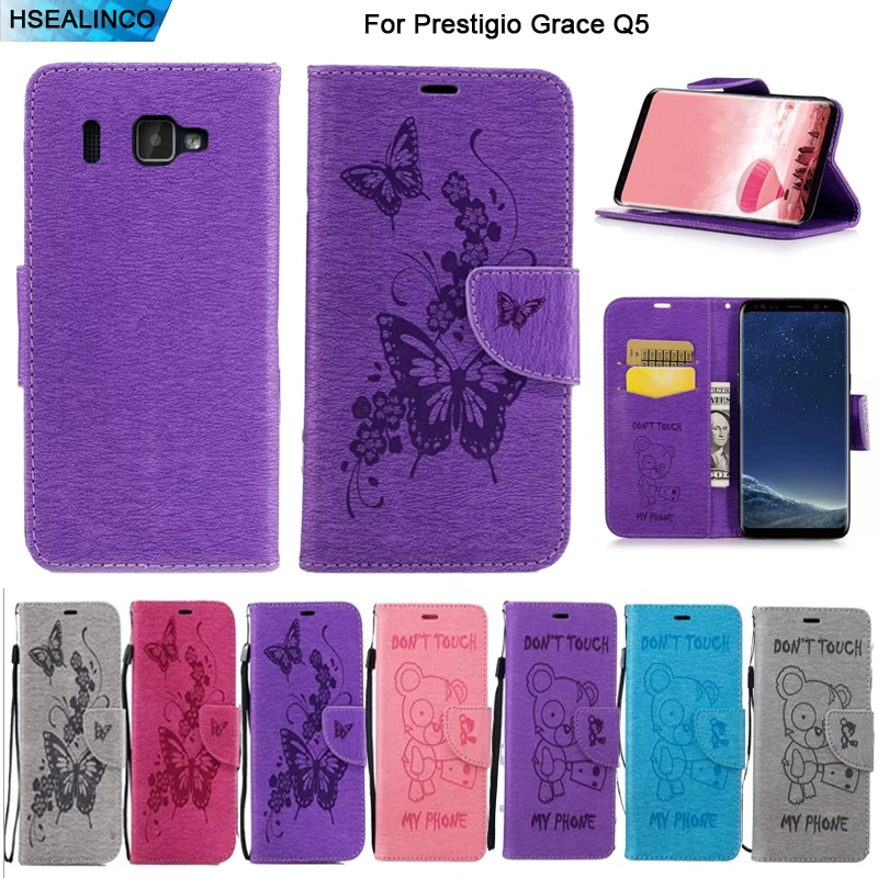 Чехол-Кошелек для Prestigio Grace Q5 PSP5506DUO из искусственной кожи магнитное отделение