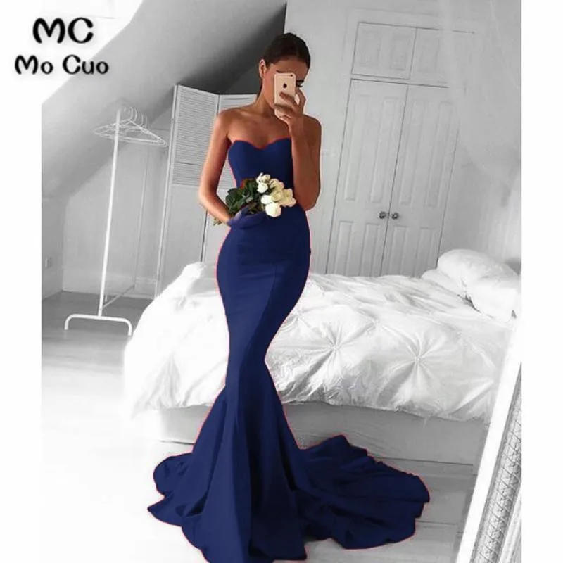 Red Mermaid Satin Evening Gown 2018 Sexy Sweetheart Pageant Dresses ,Long Prom Party Gown3