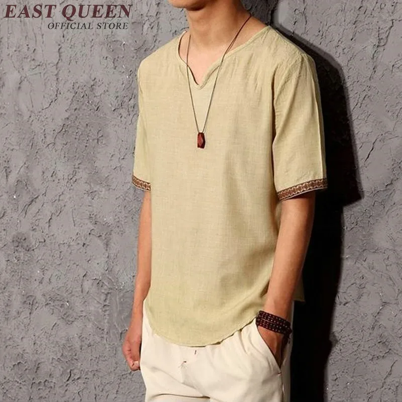 Мужская льняная рубашка мужская одежда из льна футболки мужские топ брендов одежды стиля Востока для мужчин китайский топ AA1122