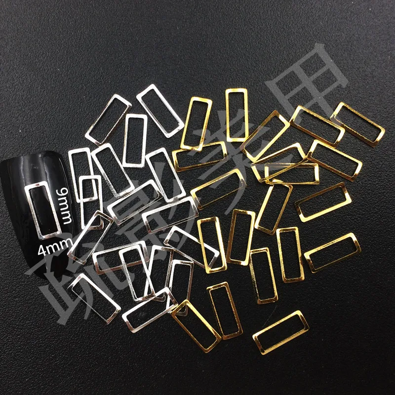 

50pcs/bag Japan New 3D Nail Art Decoration Metal Nail Sticker Kawaii 4*9mm Rectangle Frame DIY Charm Nail Styling Tools