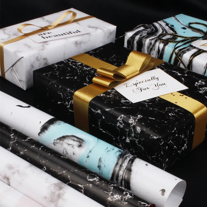 

6pieces Marble Pattern Wrapping Paper Handmade DIY Scrapbook Decorative Crafts Paper Birthday Gift Bouquet Wrapping Paper