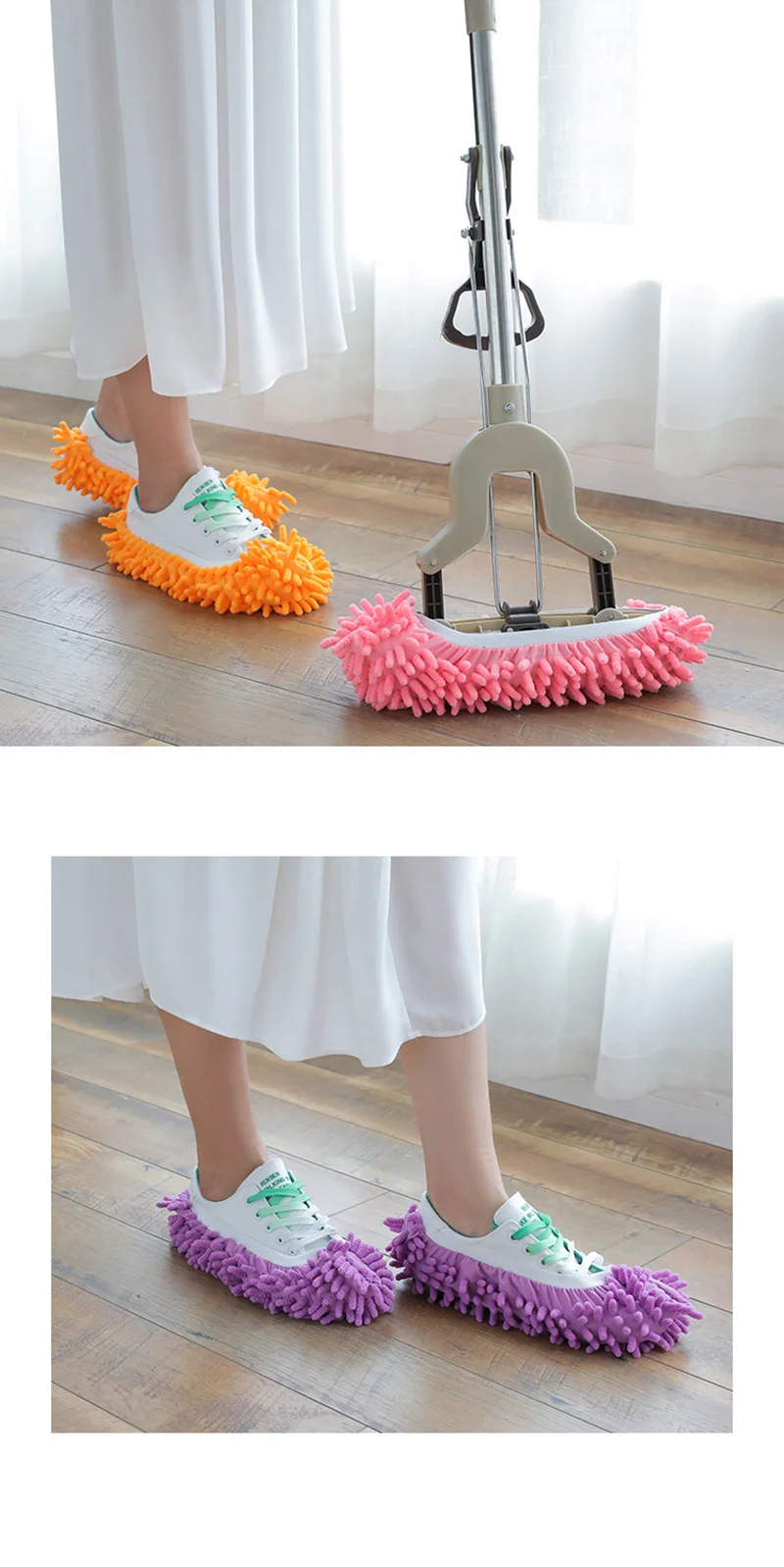 1Pcs Shoes Covers Mop Slipper Lazy House Floor Polishing Cleaning Easy Foot Sock Shoe Cover Mopping Lazy Shoe Cover Blue Purple (4)