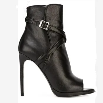 

SHOOFOO shoes,Beautiful fashion women's shoes, leather fabric, peep toe boots, about 12 cm high heel boots. SIZE:34-45