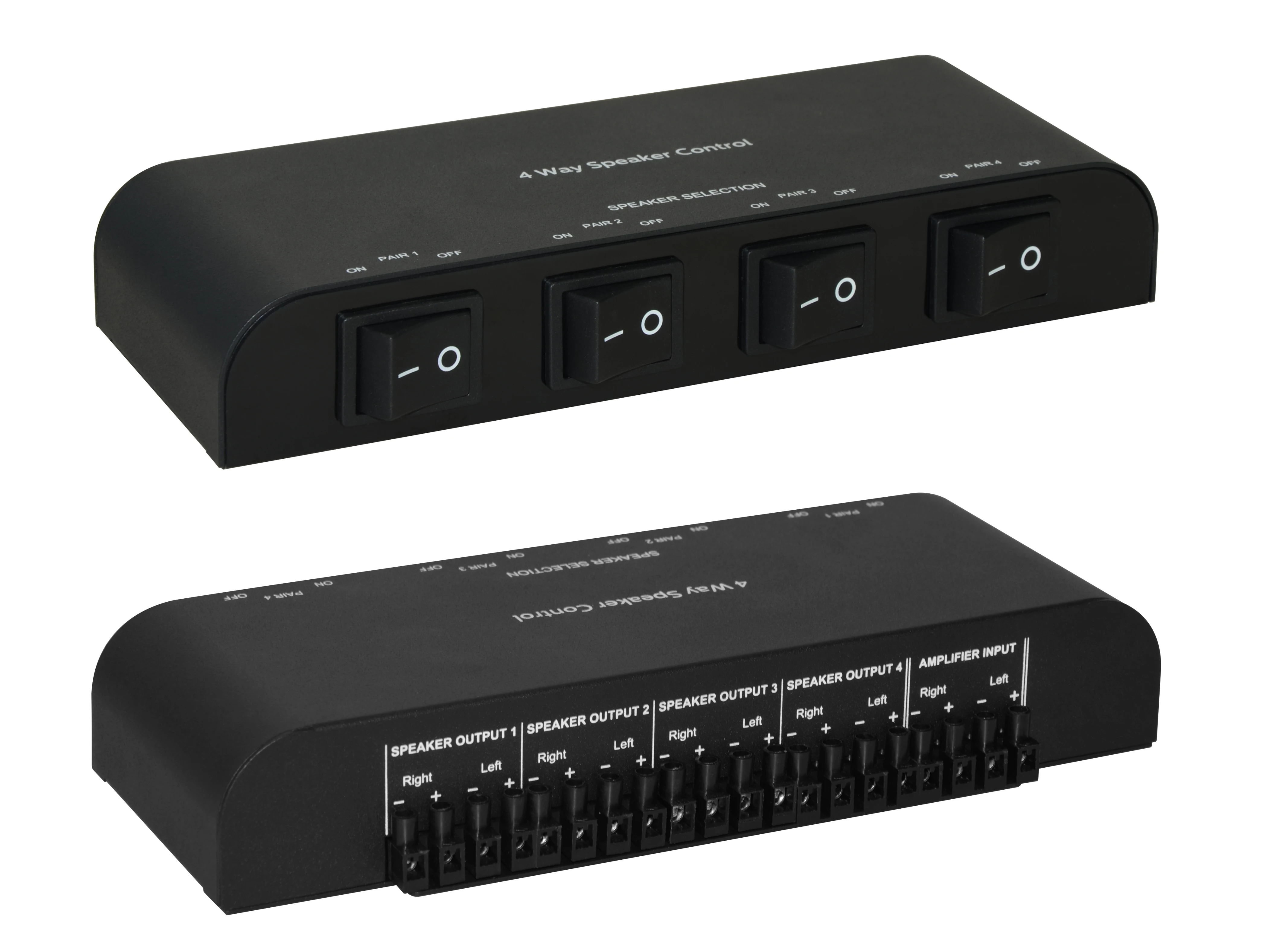 

4 way loudspeaker switching console with screw-type connections